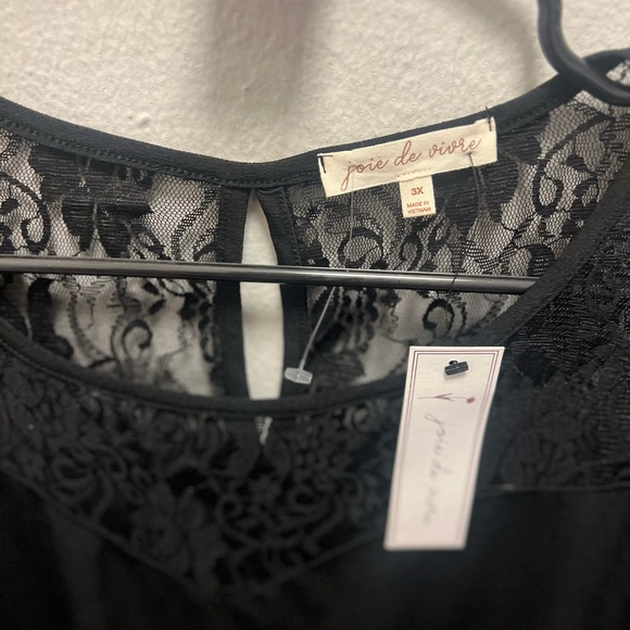 joie de vivre woman’s lace blouse, color, black size 3x new with tags - Picture 6 of 6